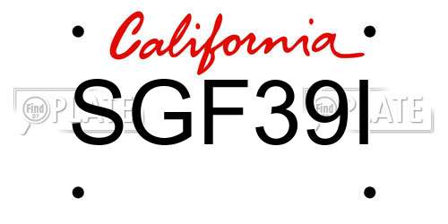 SGF39I California License Plate