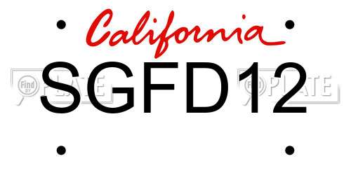 SGFD12 California License Plate