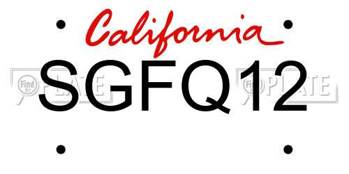 SGFQ12 California License Plate