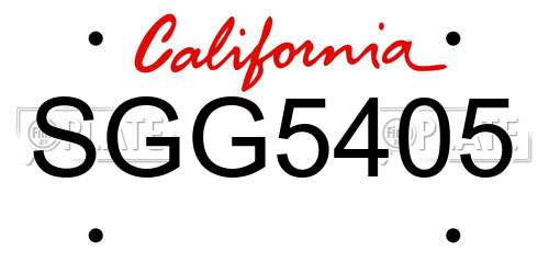 SGG5405 California License Plate