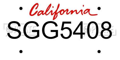 SGG5408 California License Plate