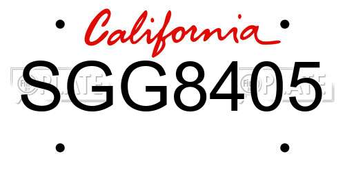 SGG8405 California License Plate