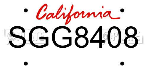 SGG8408 California License Plate