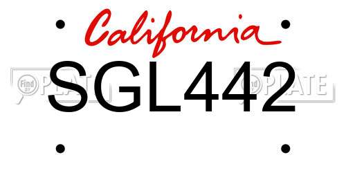 SGL442 California License Plate