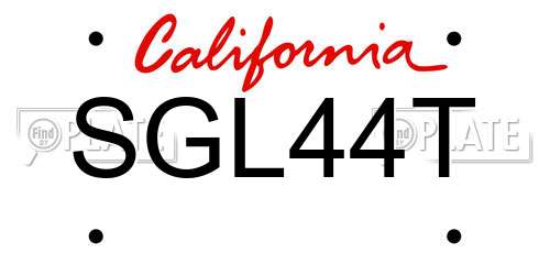 SGL44T California License Plate