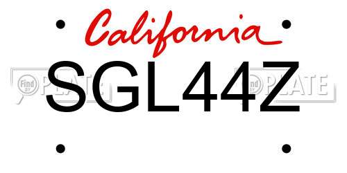 SGL44Z California License Plate