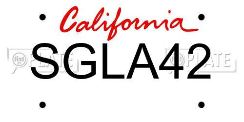 SGLA42 California License Plate