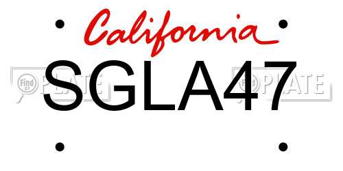 SGLA47 California License Plate