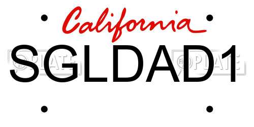 SGLDAD1 California License Plate