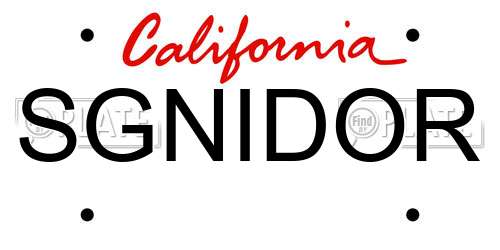 SGNIDOR California License Plate