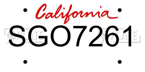 SGO7261 California License Plate