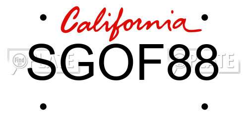 SGOF88 California License Plate