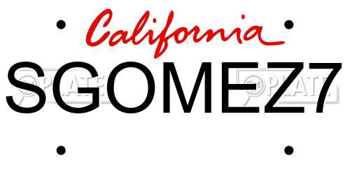 SGOMEZ7 California License Plate