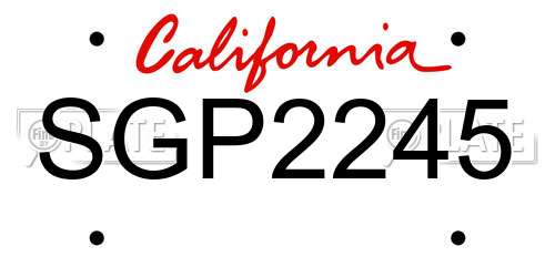 SGP2245 California License Plate