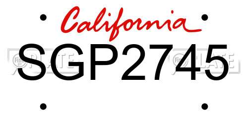 SGP2745 California License Plate