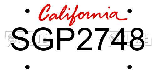 SGP2748 California License Plate