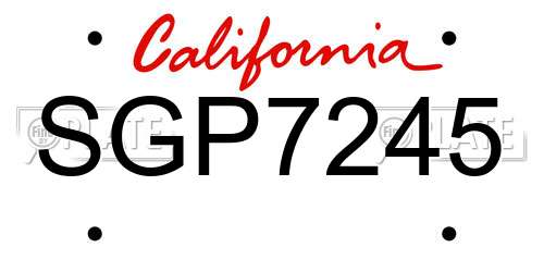 SGP7245 California License Plate