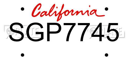 SGP7745 California License Plate