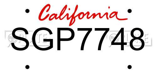 SGP7748 California License Plate