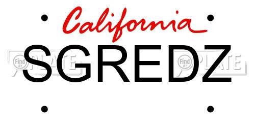 SGREDZ California License Plate