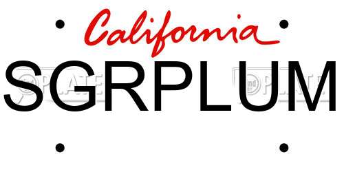 SGRPLUM California License Plate