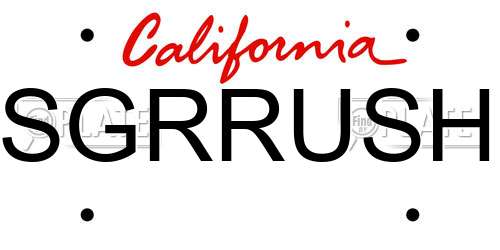 SGRRUSH California License Plate