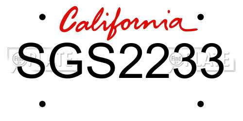 SGS2233 California License Plate