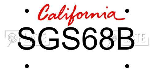 SGS68B California License Plate