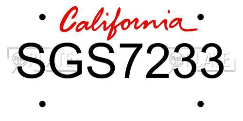 SGS7233 California License Plate