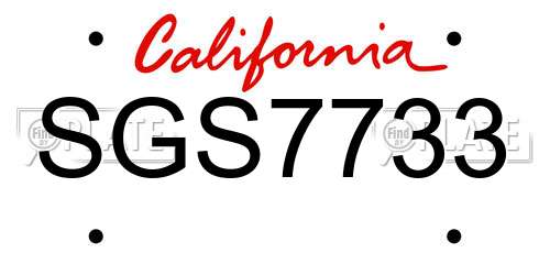 SGS7733 California License Plate