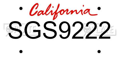 SGS9222 California License Plate