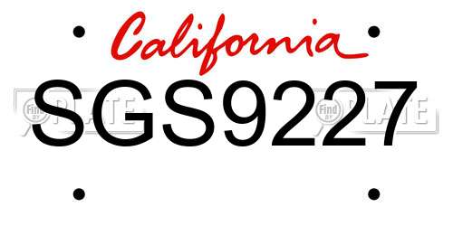 SGS9227 California License Plate