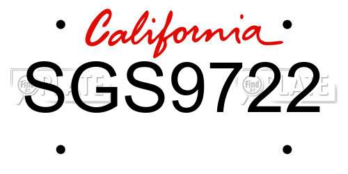 SGS9722 California License Plate