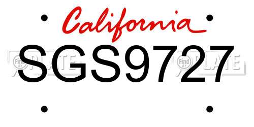 SGS9727 California License Plate