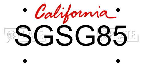 SGSG85 California License Plate