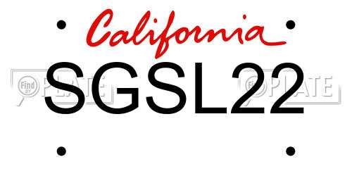 SGSL22 California License Plate