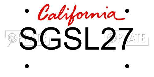 SGSL27 California License Plate
