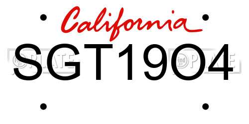 SGT19O4 California License Plate