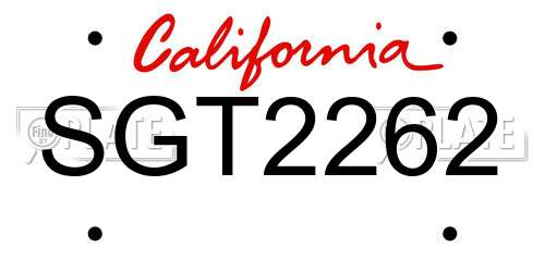 SGT2262 California License Plate