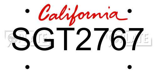 SGT2767 California License Plate
