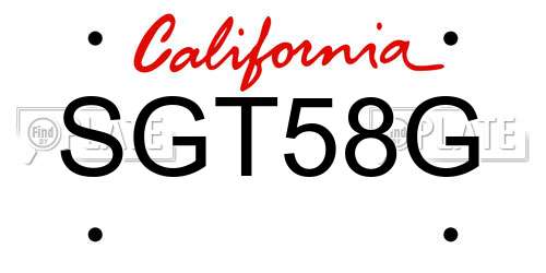 SGT58G California License Plate