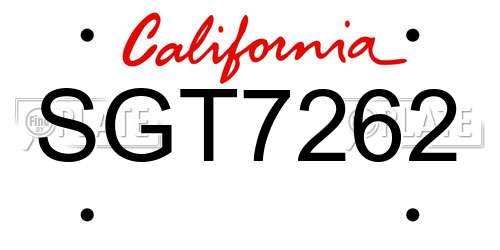 SGT7262 California License Plate