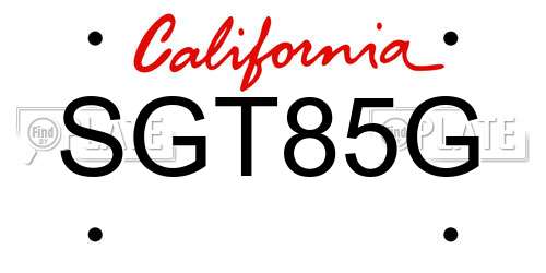 SGT85G California License Plate