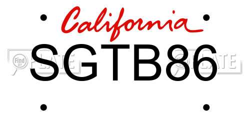 SGTB86 California License Plate