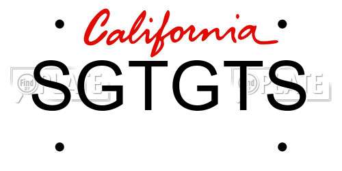 SGTGTS California License Plate