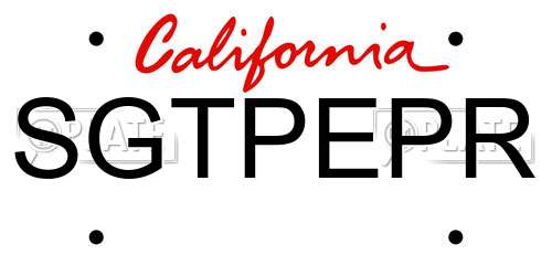 SGTPEPR California License Plate