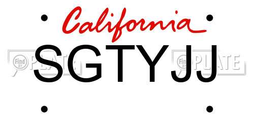 SGTYJJ California License Plate