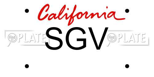 SGV California License Plate