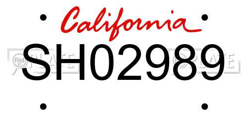 SH02989 California License Plate
