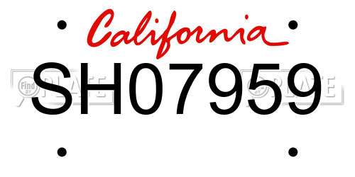 SH07959 California License Plate
